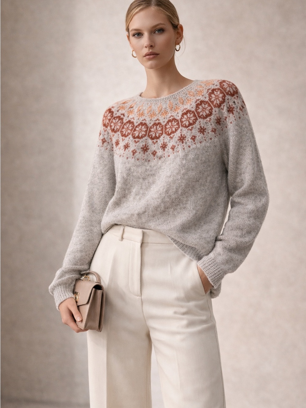 NWT Fair Isle Sweater Nordic Cozy Winter Soft Knit Pullover - Picture 5 of 14